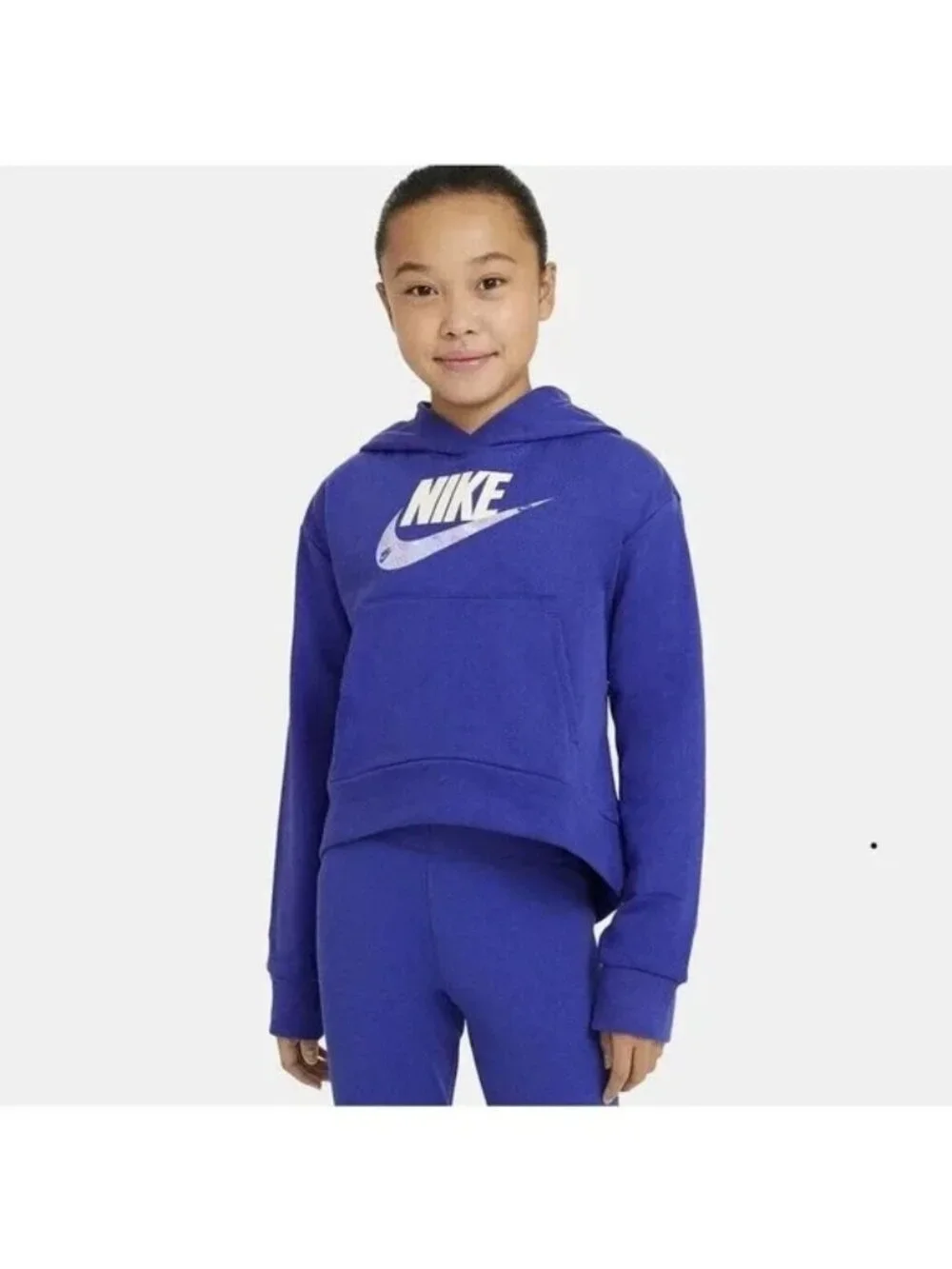 NIKE Big Girls Sportswear Club Hoodie Hooded Top Shirt Plus Size L(+) Purple